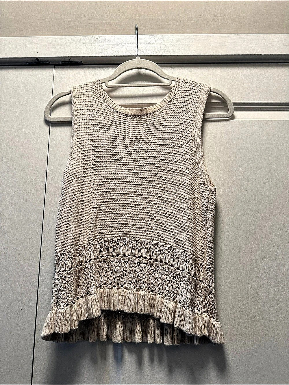 Cream knit tank top